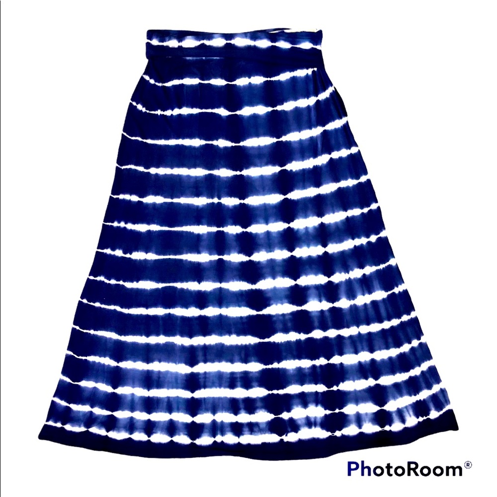 Design History Size XL Tie-Dyed Maxi Skirt Blue/White